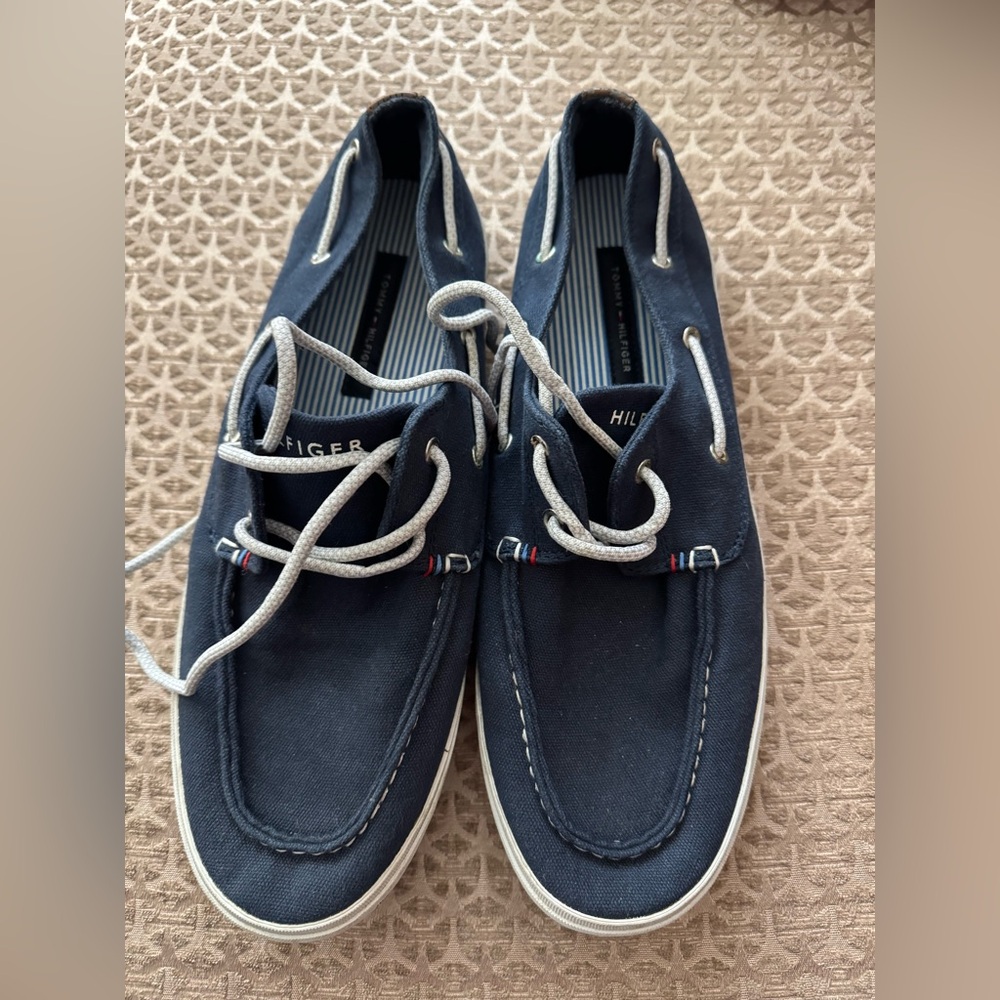 Tommy Hilfiger Petes TMPETES Mens Navy Canvas Loafers & Slip On Boat Shoes